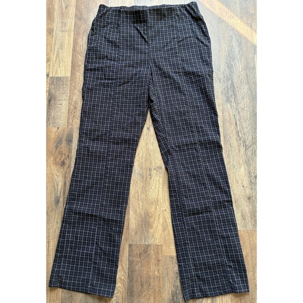 89th & Madison Women's XL Blue Plaid Stretch Ankle Pants Pull On Career Casual